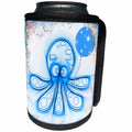 3dRose Spiritual Awakenings-Animals - Our blue octopus and balloon fun art with pretty floral frame - Can Cooler Bottle Wrap (cc_214638)