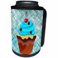 3dRose Spiritual Awakenings-Food - Basket weave background and blue cupcake and cherry - Can Cooler Bottle Wrap (cc_214653)