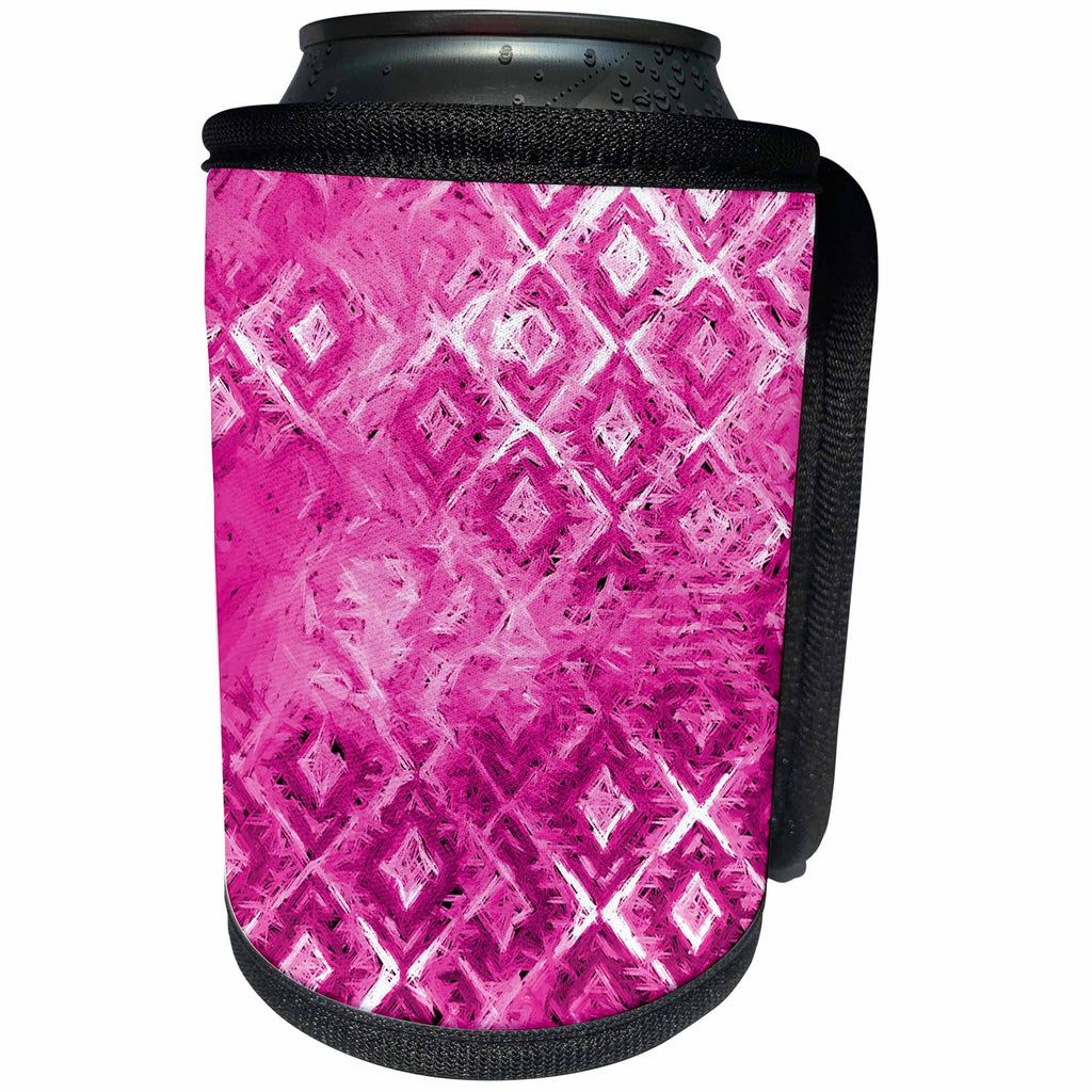 3dRose Florene Digital Contemporary - Hot Pink Matchstick - Can Cooler Bottle Wrap (cc_21528)