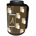 3dRose Charlyn Woodruff - CW Designs Monogram - Squares - Elegant Geometric Earth Tone Squares Pattern Monogram Letter A - Can Cooler Bottle Wrap (cc_215296)