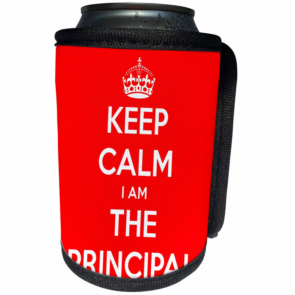 3dRose EvaDane - Quotes - Keep Calm I Am The Principal Red - Can Cooler Bottle Wrap (cc_216310)