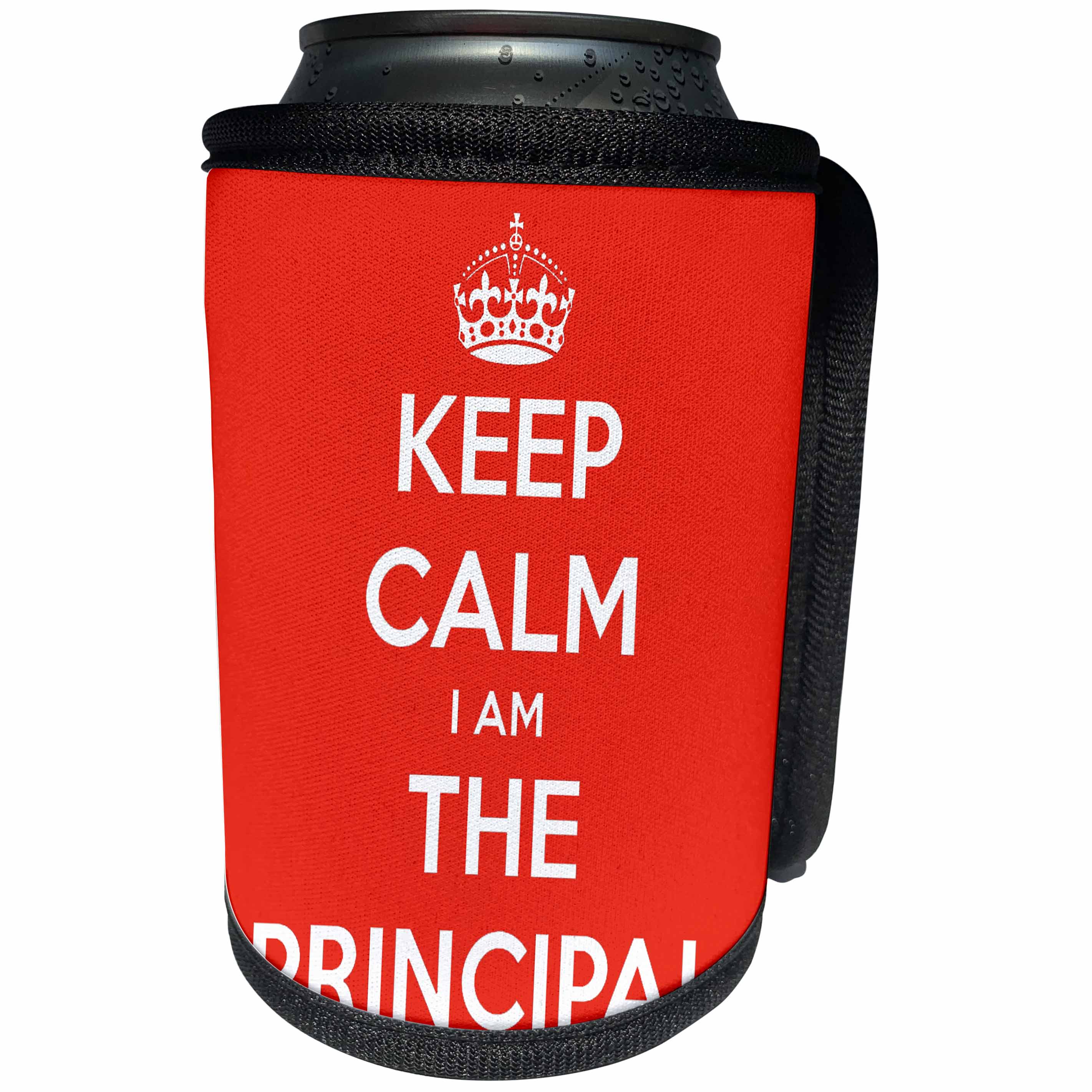3dRose EvaDane - Quotes - Keep Calm I Am The Principal Red - Can Cooler Bottle Wrap (cc_216310)