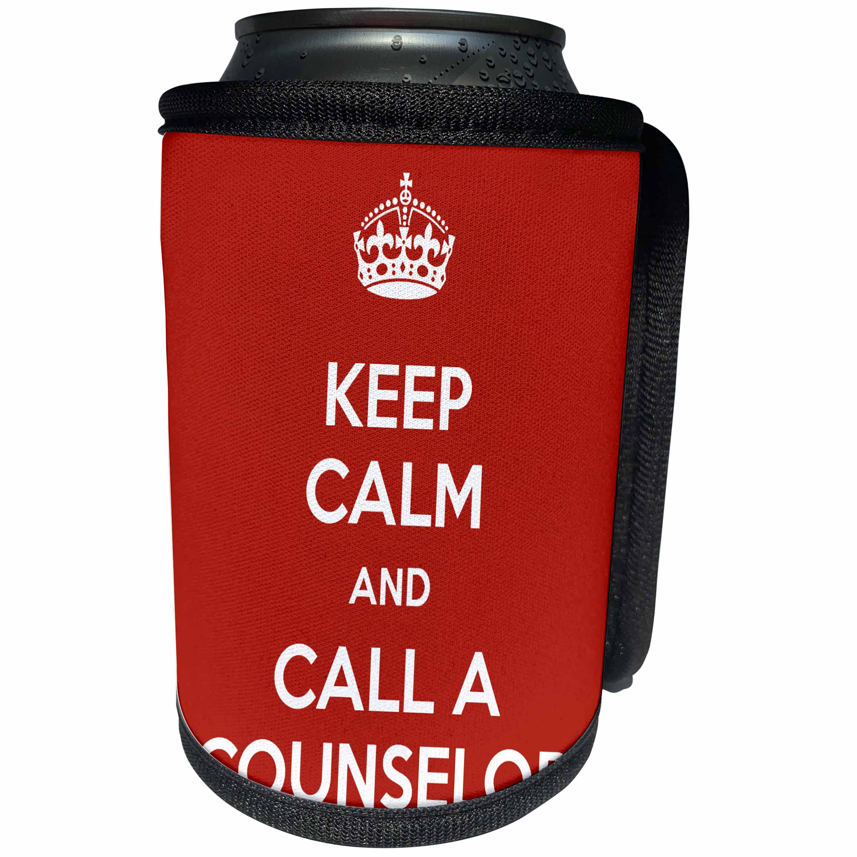 3dRose EvaDane - Quotes - Keep Calm And Call A Counselor Red - Can Cooler Bottle Wrap (cc_216312)