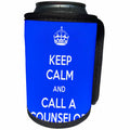 3dRose EvaDane - Quotes - Keep Calm And Call A Counselor Blue - Can Cooler Bottle Wrap (cc_216314)