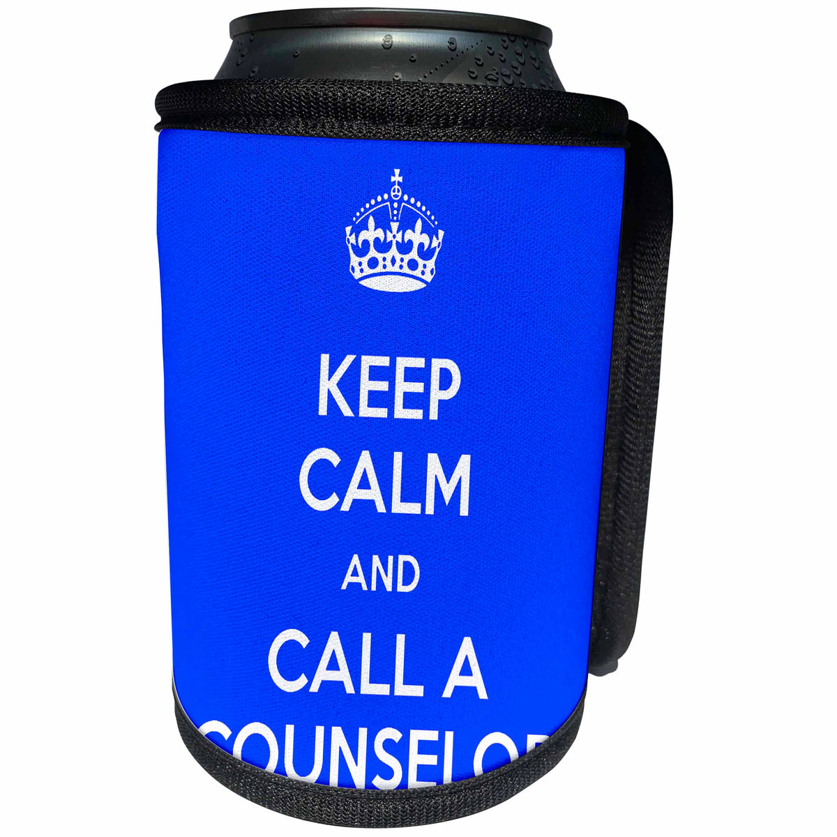 3dRose EvaDane - Quotes - Keep Calm And Call A Counselor Blue - Can Cooler Bottle Wrap (cc_216314)