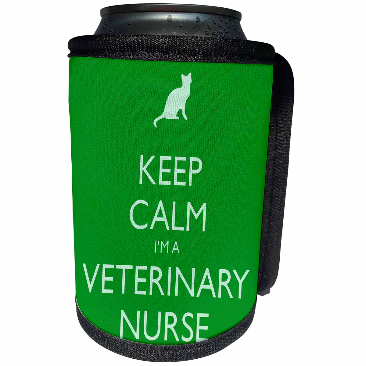 3dRose EvaDane - Quotes - Keep Calm Im A Veterinary Nurse Green - Can Cooler Bottle Wrap (cc_216319)