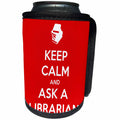 3dRose EvaDane - Quotes - Keep Calm And Ask A Librarian Red - Can Cooler Bottle Wrap (cc_216320)