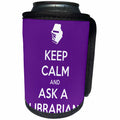 3dRose EvaDane - Quotes - Keep Calm And Ask A Librarian Purple - Can Cooler Bottle Wrap (cc_216322)