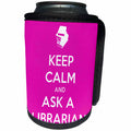 3dRose EvaDane - Quotes - Keep Calm And Ask A Librarian Pink - Can Cooler Bottle Wrap (cc_216323)