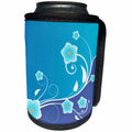 3dRose Anne Marie Baugh Patterns - Light Blue and Periwinkle Flowers and Flourish - Can Cooler Bottle Wrap (cc_217830)
