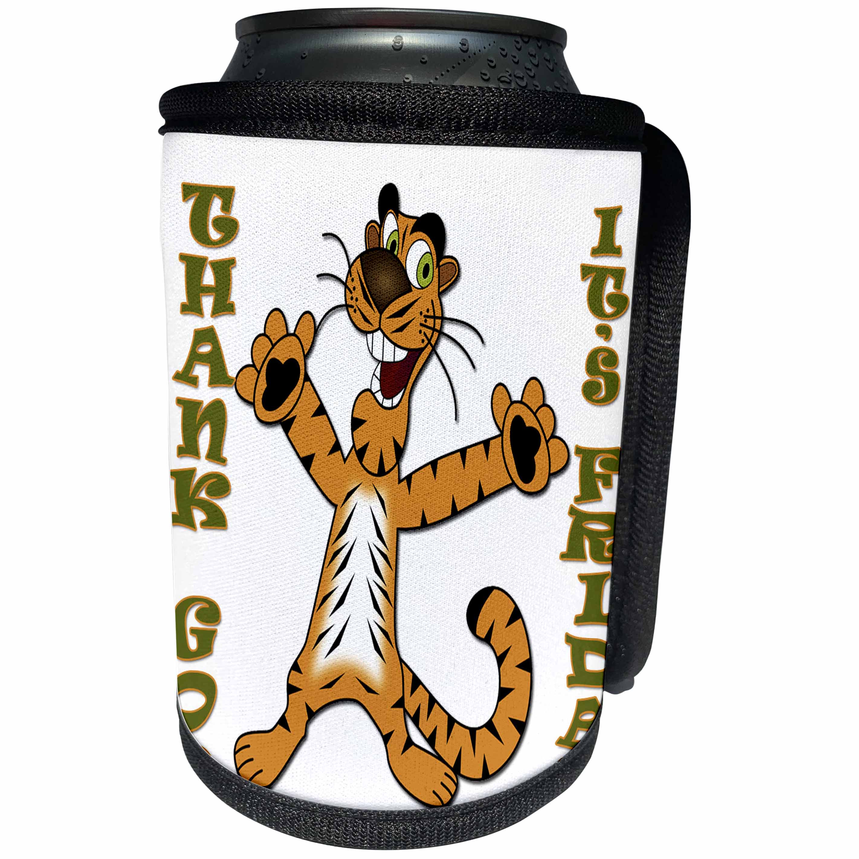 3dRose RinaPiro - Funny Quotes - Thank God its Friday. Quotes. Popular saying. - Can Cooler Bottle Wrap (cc_218211)