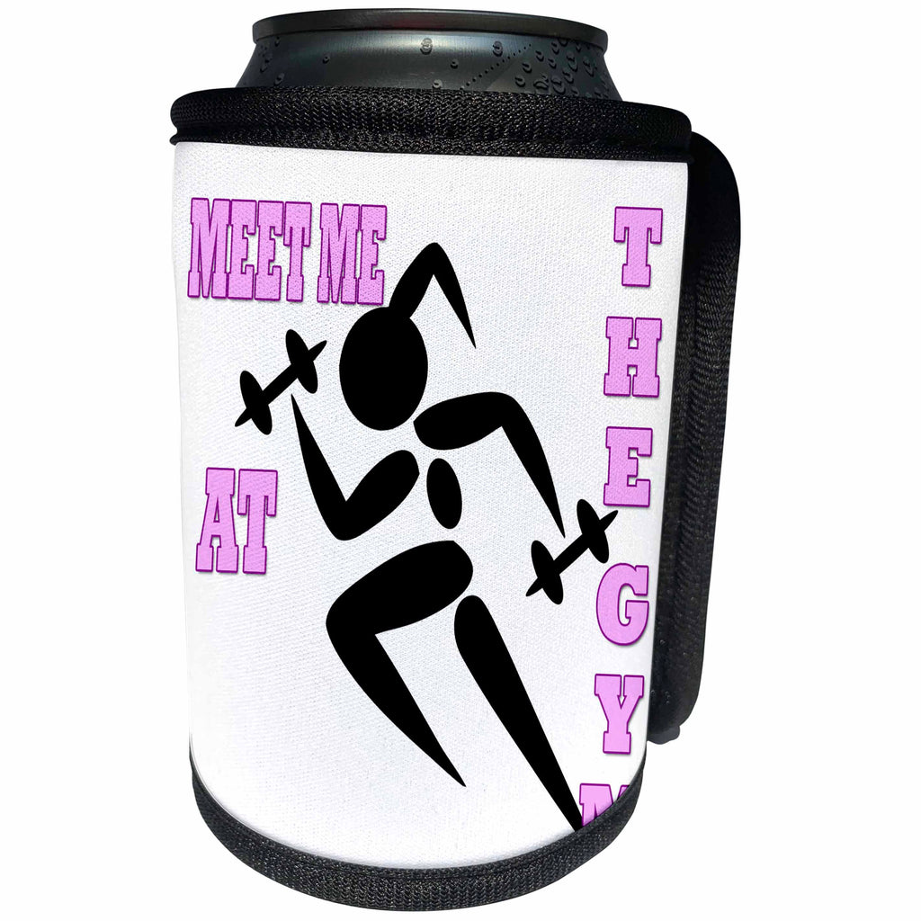 3dRose RinaPiro - Fitness Quotes - Meet me at the gym. Popular saying. Best quotes. - Can Cooler Bottle Wrap (cc_218218)