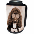 3dRose RinaPiro - Dogs - Cool Poodle wearing sunglasses and bow tie. Popular image. - Can Cooler Bottle Wrap (cc_218220)