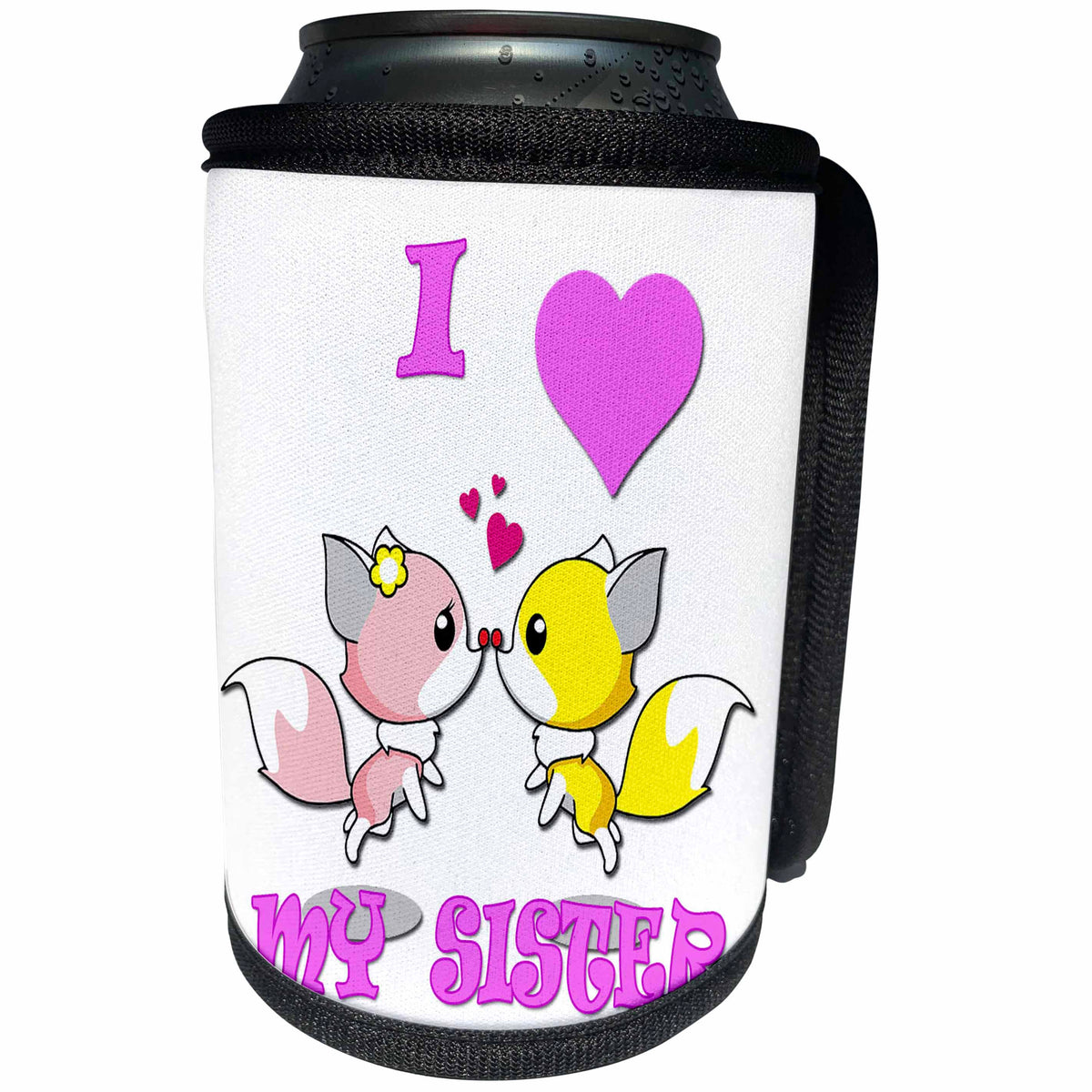 3dRose RinaPiro - Love Quotes - I love my sister. Popular saying. - Can Cooler Bottle Wrap (cc_218224)