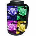 3dRose RinaPiro - Flowers - Water lily flower. Purple. Pink. Green. Yellow. Popular image. - Can Cooler Bottle Wrap (cc_218227)
