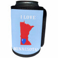 3dRose Beverly Turner I Love - I Love Minnesota with a Heart on the State, Blue and Red - Can Cooler Bottle Wrap (cc_218268)