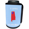 3dRose Beverly Turner I Love - I Love Alabama with a Heart on the State, Blue and Red - Can Cooler Bottle Wrap (cc_218271)