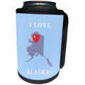 3dRose Beverly Turner I Love - I Love Alaska with a Heart on the State, Blue, Purple, Red - Can Cooler Bottle Wrap (cc_218272)