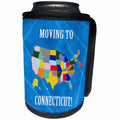 3dRose Beverly Turner Moving to - United States Map, Moving to Connecticut, Heart and Car with Luggage - Can Cooler Bottle Wrap (cc_218286)