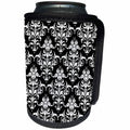 3dRose Russ Billington Patterns - Large Damask Pattern in Black and White - Can Cooler Bottle Wrap (cc_219039)
