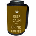 3dRose Russ Billington Designs - Keep Calm and Carry On Drink Coffee in Coffee Colors with white Crown - Can Cooler Bottle Wrap (cc_219234)