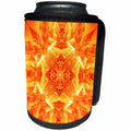 3dRose Perkins Designs Abstract - Orange Kaleidoscope digital mandala of orange glasses in brightly reflective design - Can Cooler Bottle Wrap (cc_21924)