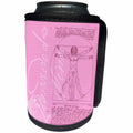 3dRose Russ Billington Designs - Leonardo da Vinci Vitruvian Man Design in Pink and White - Can Cooler Bottle Wrap (cc_219242)