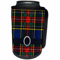 3dRose Russ Billington Patterns - Scottish Macbeth Tartan Pattern with Black Belt and Buckle Design - Can Cooler Bottle Wrap (cc_219246)