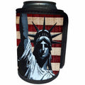 3dRose Perkins Designs USA - Liberty Flag patriotic Statue of Liberty with American flag and liberty text - Can Cooler Bottle Wrap (cc_21925)