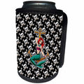 3dRose Russ Billington Designs - Pretty Mermaid and Anchor on Jolly Roger Skull and Crossbones - Can Cooler Bottle Wrap (cc_219251)