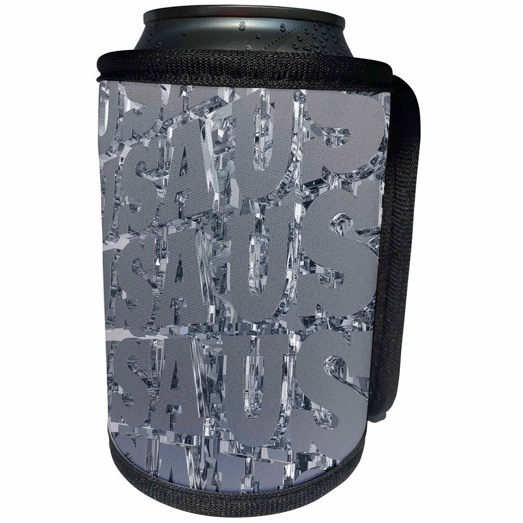 3dRose Perkins Designs USA - USA Chrome features patriotic USA text in repetitive and reflecting chrome display - Can Cooler Bottle Wrap (cc_21926)