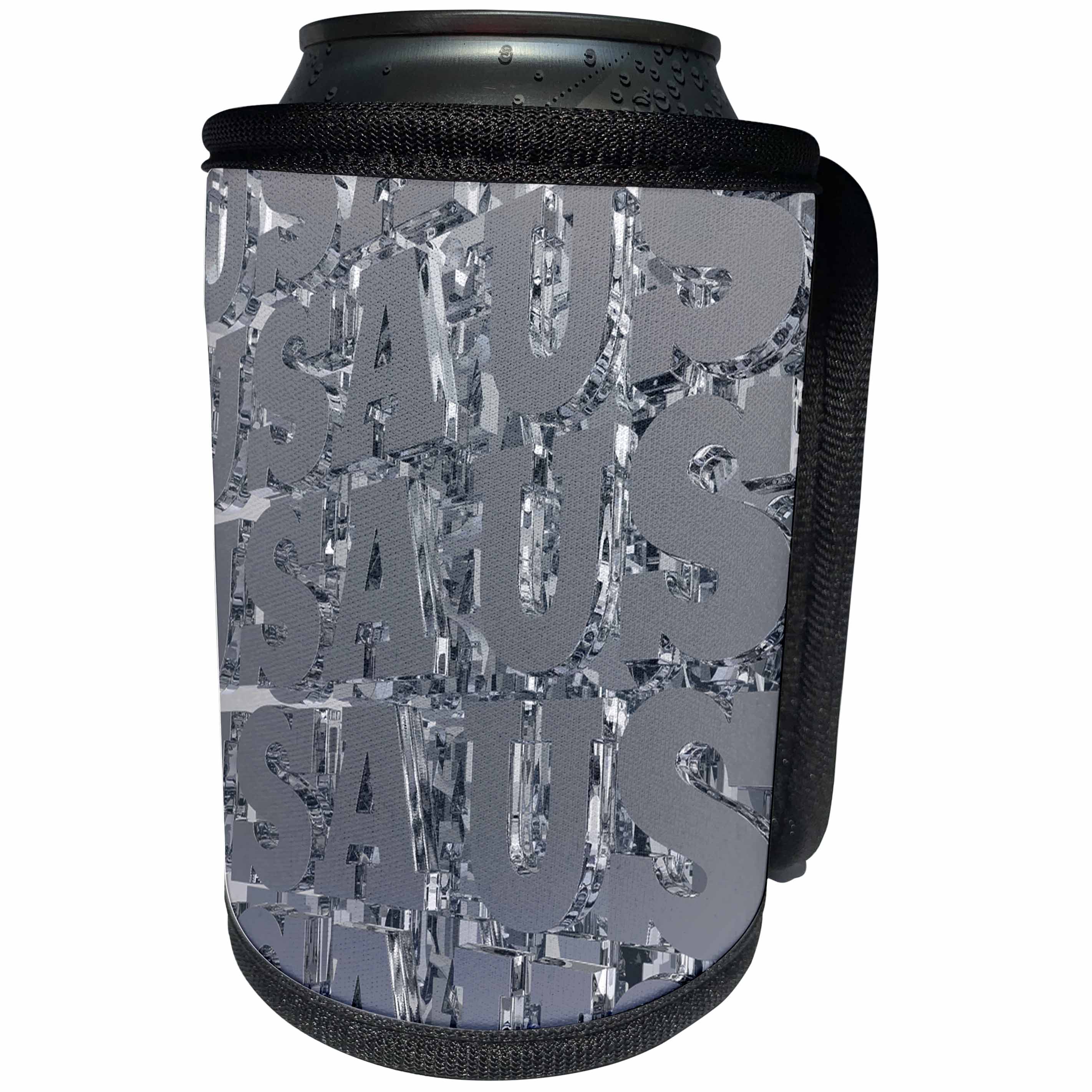 3dRose Perkins Designs USA - USA Chrome features patriotic USA text in repetitive and reflecting chrome display - Can Cooler Bottle Wrap (cc_21926)