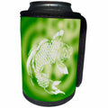 3dRose Russ Billington Designs - Pretty Koi Carp Fish over water ripples in Sage Green - Can Cooler Bottle Wrap (cc_219260)