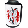 3dRose Russ Billington Designs - Stylish Japanese Couple over Red Sun and Dragon Background - Can Cooler Bottle Wrap (cc_219282)