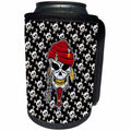 3dRose Russ Billington Designs - Pirate Skull with earrings and red goatee over skull and crossbones - Can Cooler Bottle Wrap (cc_219288)