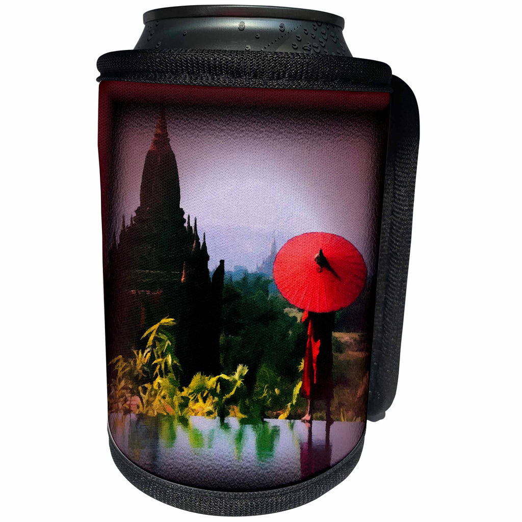 3dRose Susan Brown Designs People Themes - Asian Wading in the Water - Can Cooler Bottle Wrap (cc_21929)