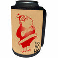 3dRose Russ Billington Designs - Retro Vintage Santa in Faux Letterpress Effect on manila Background - Can Cooler Bottle Wrap (cc_219290)