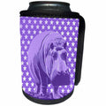 3dRose Russ Billington Designs - Quirky Purple Hippo over Purple and White Tonal Stars Pattern - Can Cooler Bottle Wrap (cc_219295)