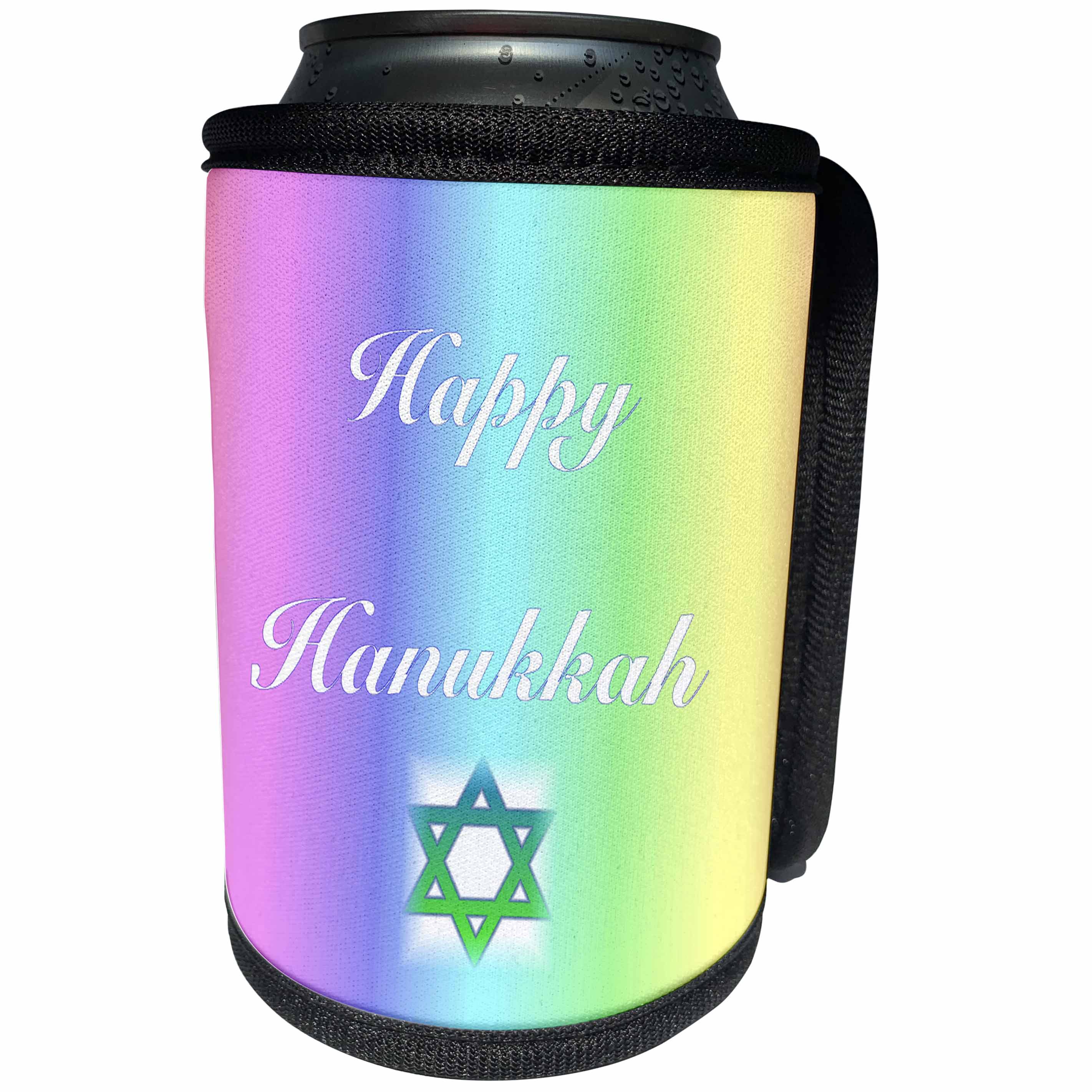 3dRose Florene - Jewish Themes - Print of Gradient Chanukah With Star - Can Cooler Bottle Wrap (cc_220942)