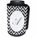 3dRose Florene - Initials - Print of Capital A On Black White Chevron - Can Cooler Bottle Wrap (cc_220943)