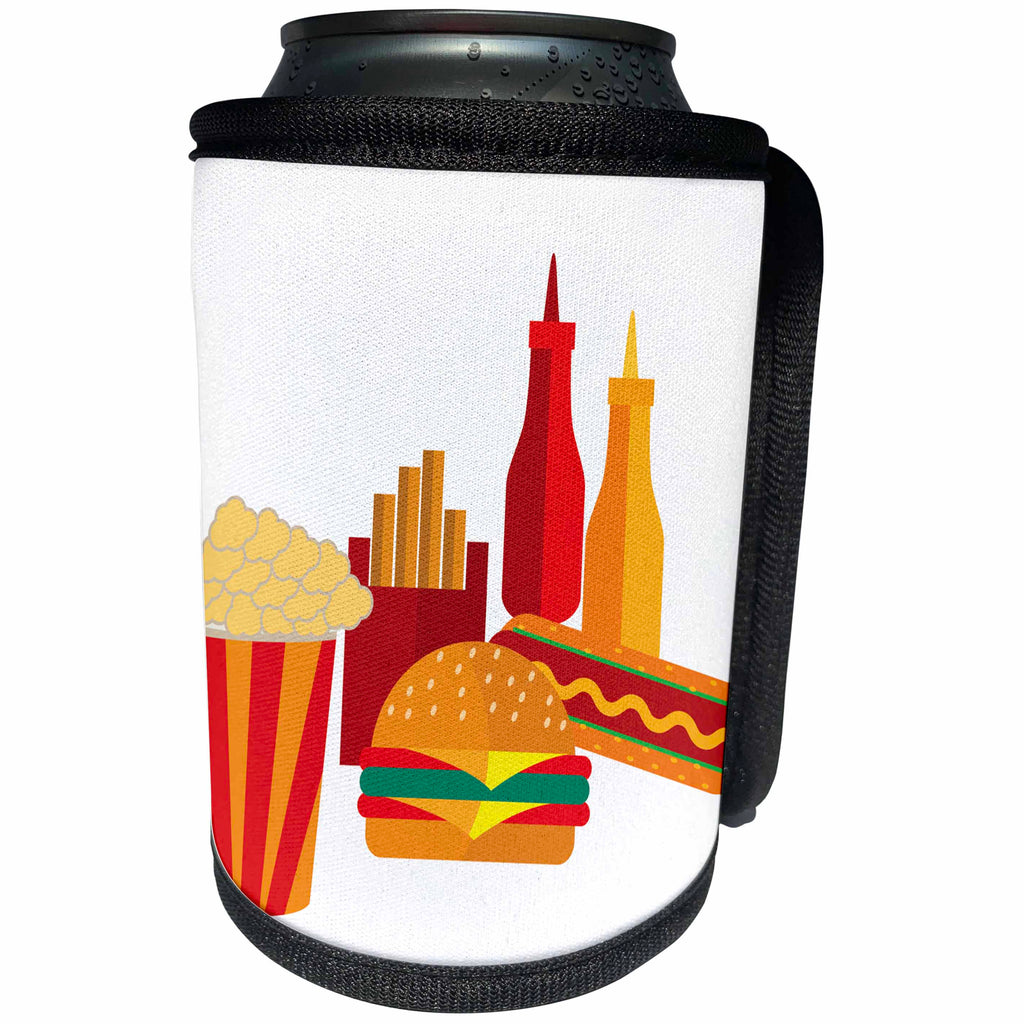 3dRose TNMGraphics Food and Drink - Print of Fast Food - Can Cooler Bottle Wrap (cc_221373)