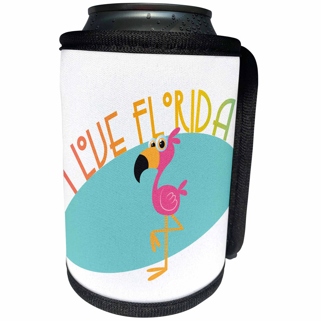 3dRose TNMGraphics Travel - I Love Florida Flamingo - Can Cooler Bottle Wrap (cc_221375)