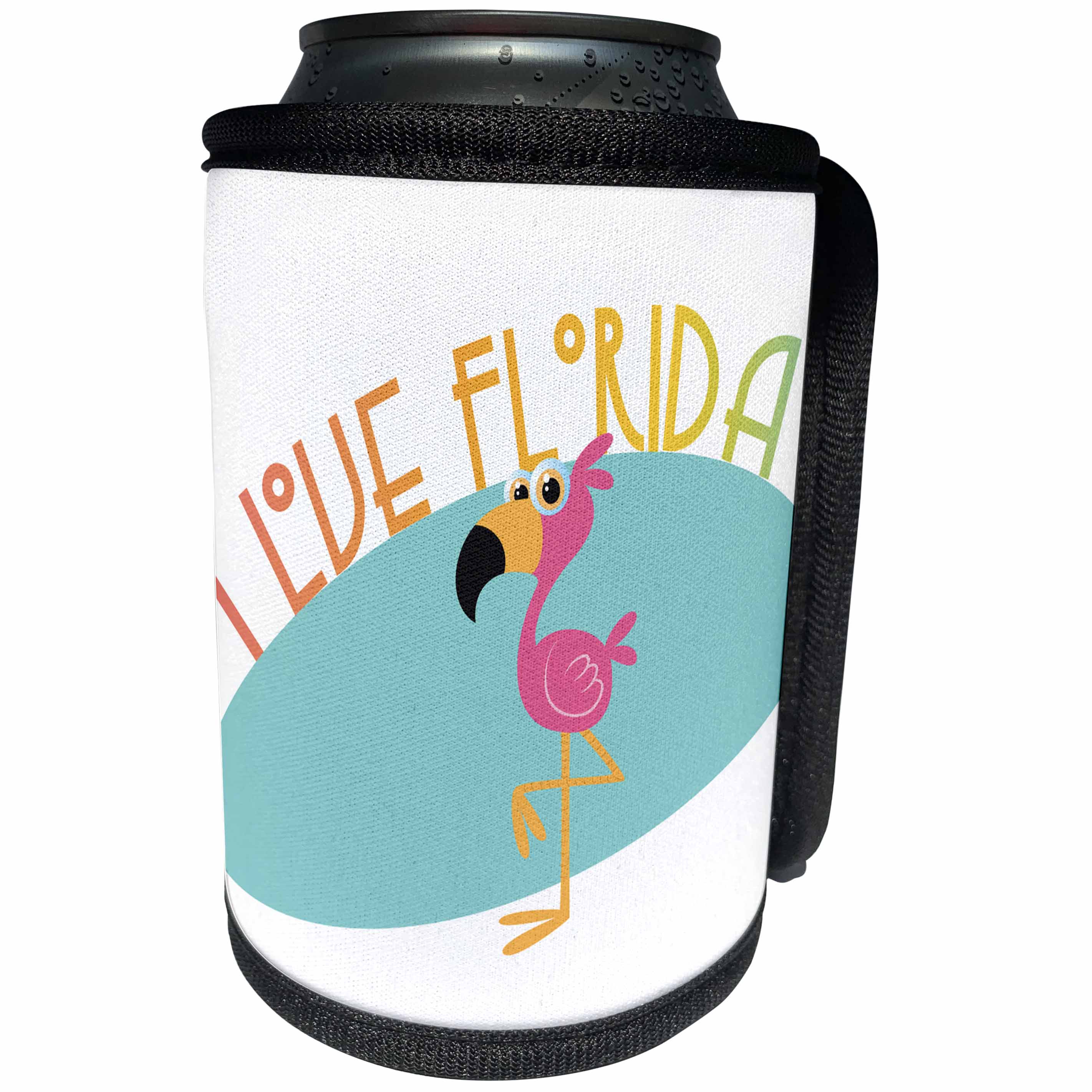 3dRose TNMGraphics Travel - I Love Florida Flamingo - Can Cooler Bottle Wrap (cc_221375)