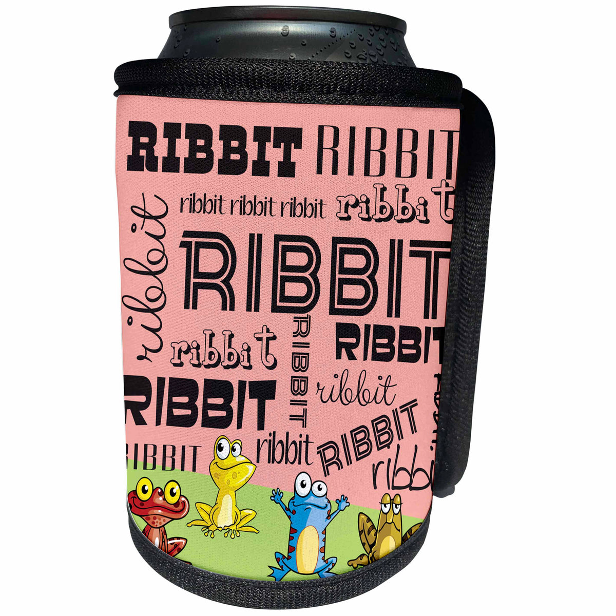 3dRose TNMGraphics Animals - Print of Ribbit Frogs - Can Cooler Bottle Wrap (cc_221382)