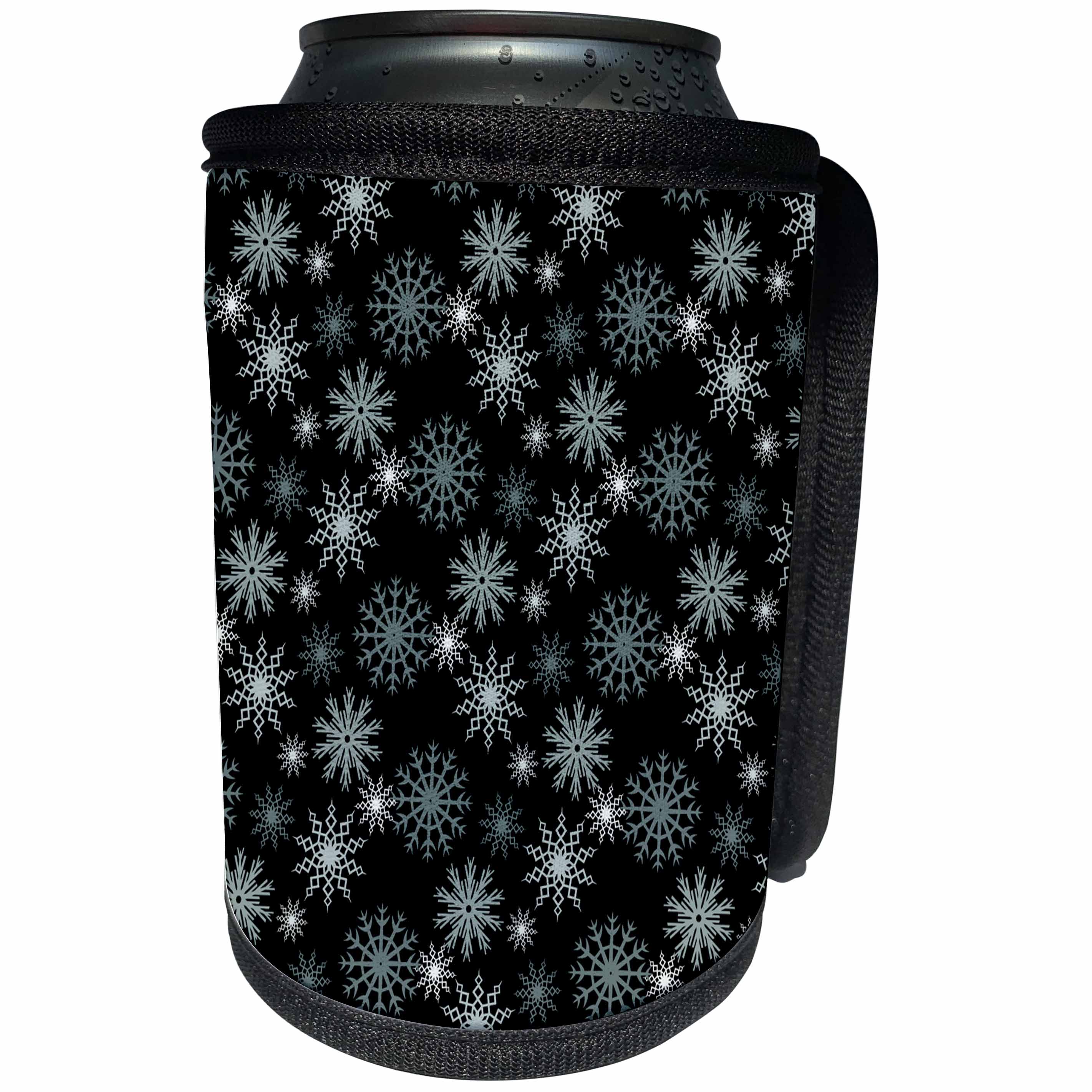 3dRose TNMGraphics Winter - Snowflakes on Black - Can Cooler Bottle Wrap (cc_221385)