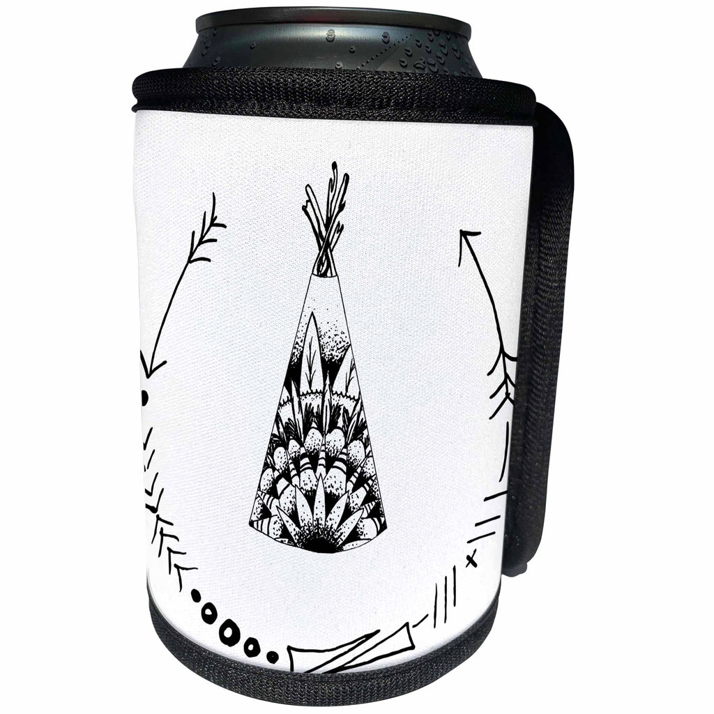 3dRose TNMGraphics Old West - Teepee With Arrow Curved Frame - Can Cooler Bottle Wrap (cc_221393)