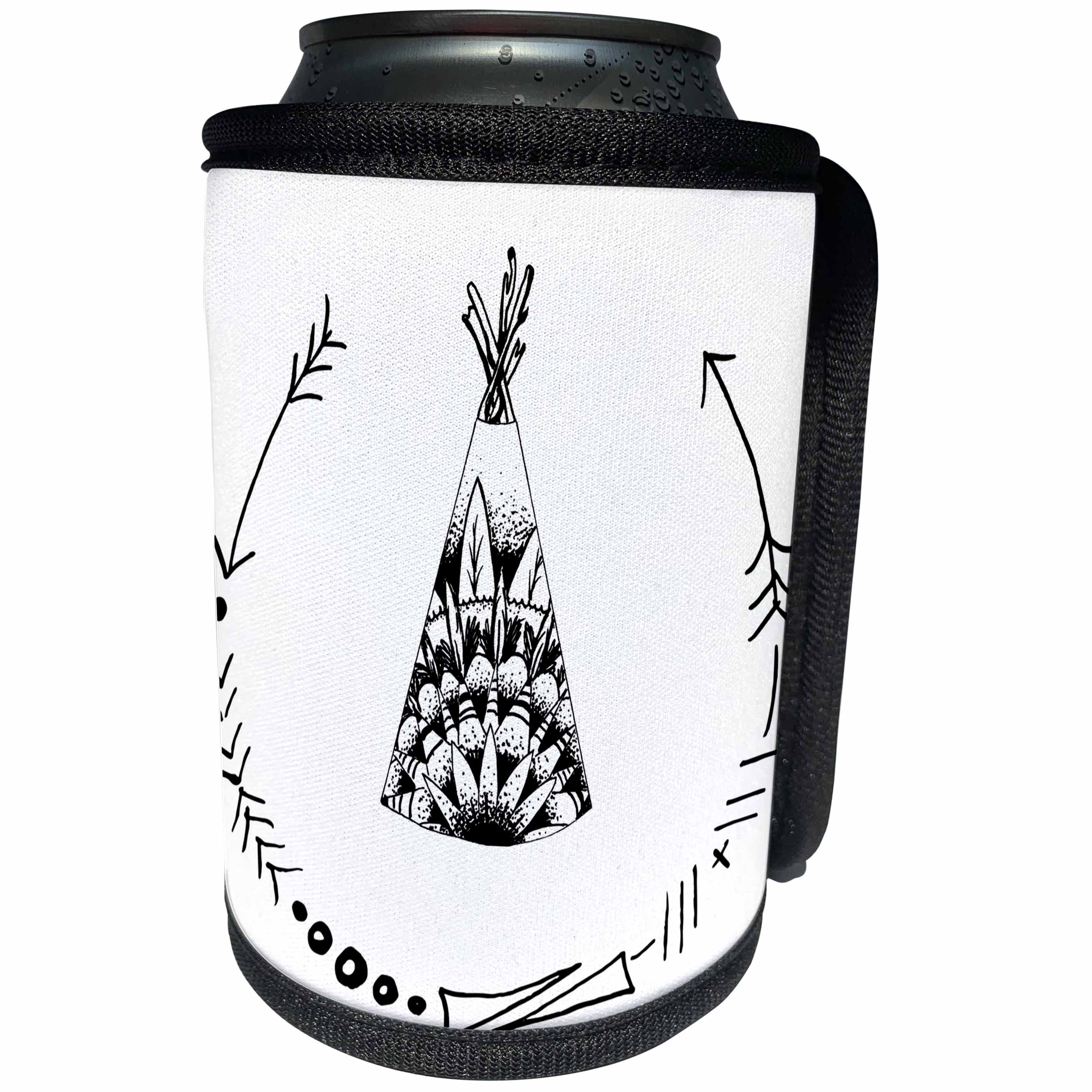 3dRose TNMGraphics Old West - Teepee With Arrow Curved Frame - Can Cooler Bottle Wrap (cc_221393)