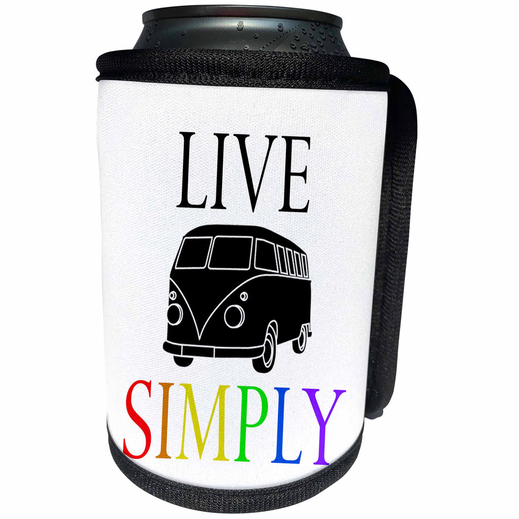 3dRose Tory Anne Collections Quotes - PRINT OF SAYING LIVE SIMPLY - Can Cooler Bottle Wrap (cc_221398)