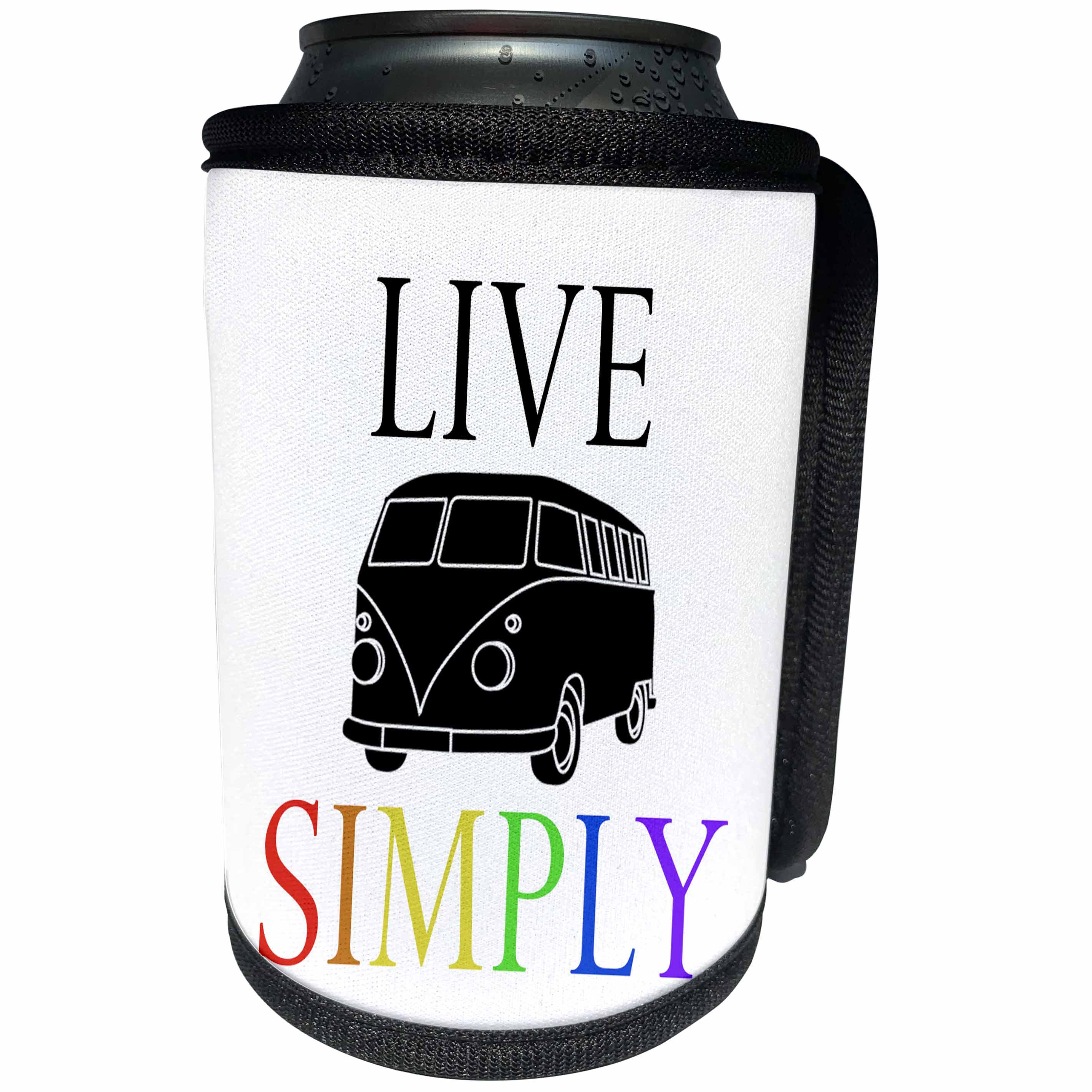 3dRose Tory Anne Collections Quotes - PRINT OF SAYING LIVE SIMPLY - Can Cooler Bottle Wrap (cc_221398)