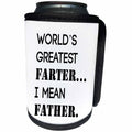 3dRose Tory Anne Collections Quotes - WORLDS GREATEST FARTER… I MEAN FATHER. - Can Cooler Bottle Wrap (cc_221400)